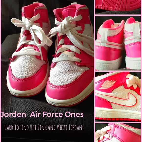 Bright Pink And White Jordan Air Force Ones